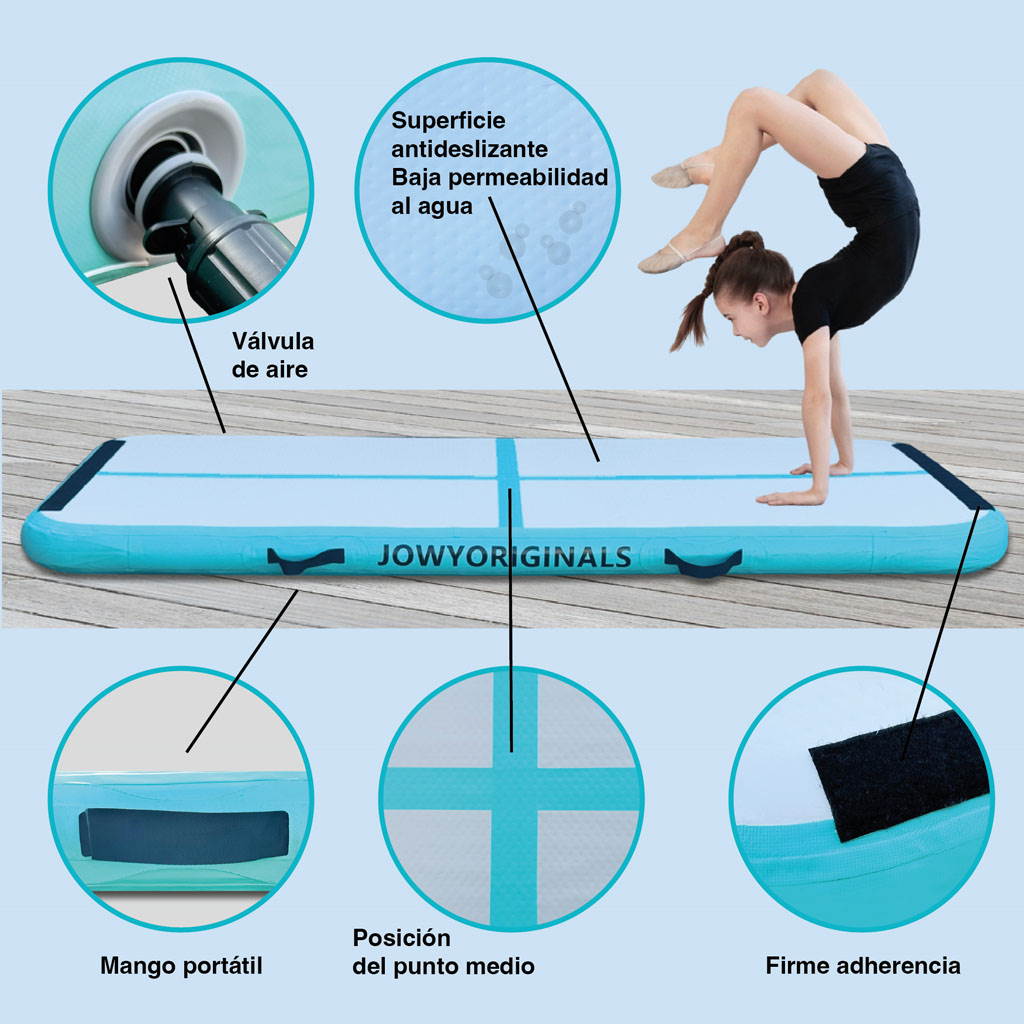 Airtrack 200x100x10cm Colchoneta Inflable, Color Azul