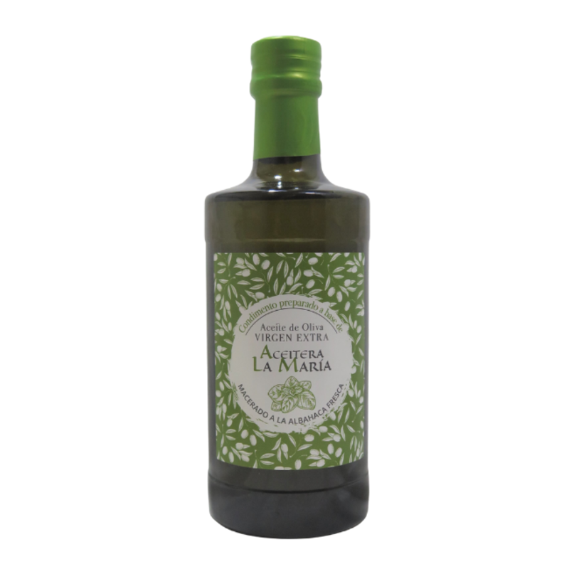 Aceite De Oliva Virgen Extra Macerado A La Albahaca 50 Cl Cristal