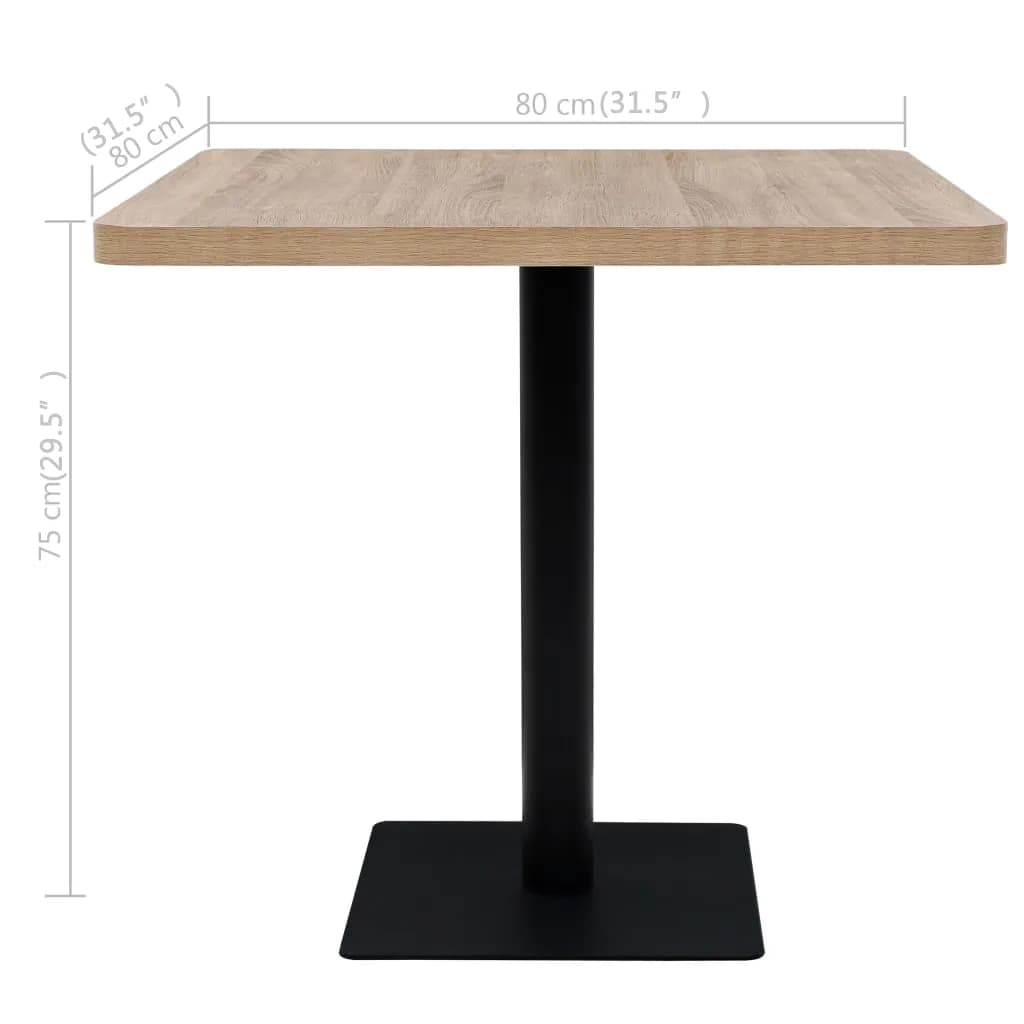 Mesa Bar Bistró Mdf Y Acero Cuadrada Color Roble 80x80x75 Cm_4