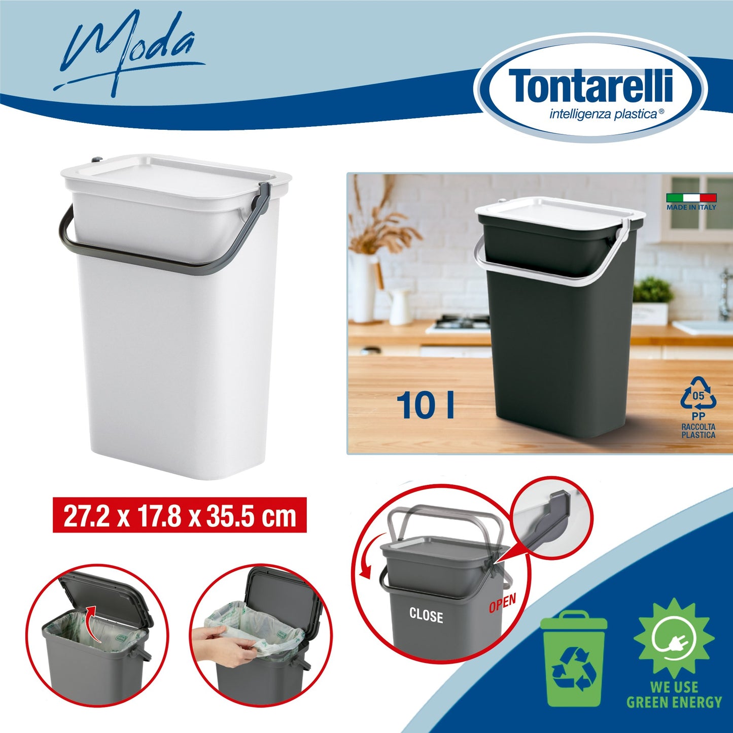 Papelera moda Con Asa 10l Blanco_1