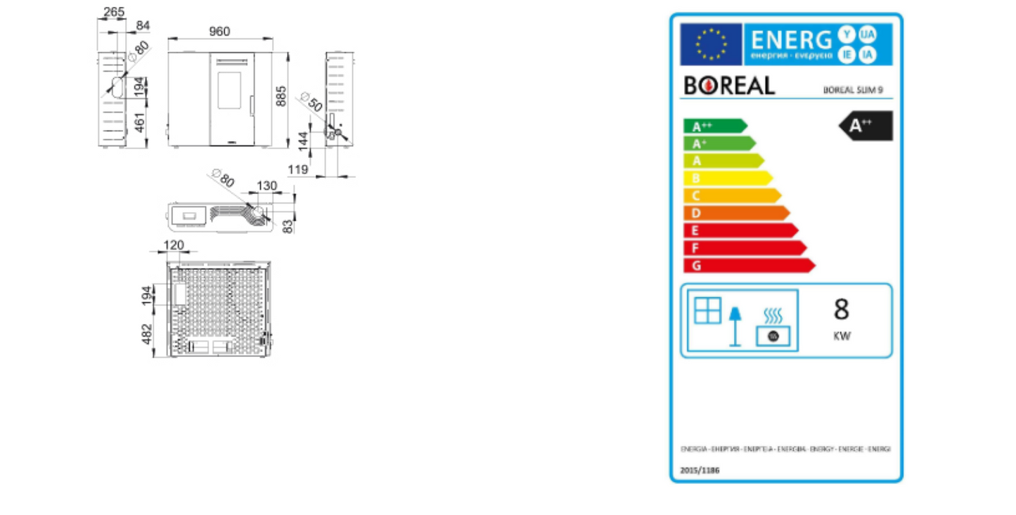 Bricosol Estufa De Pellet Extraplana Boreal 9 Kw Marfil_4