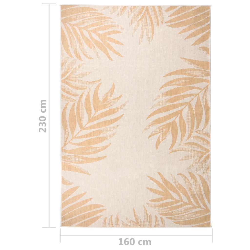 Alfombra De Exterior Tejido Plano Estampado De Hoja 160x230 Cm_5