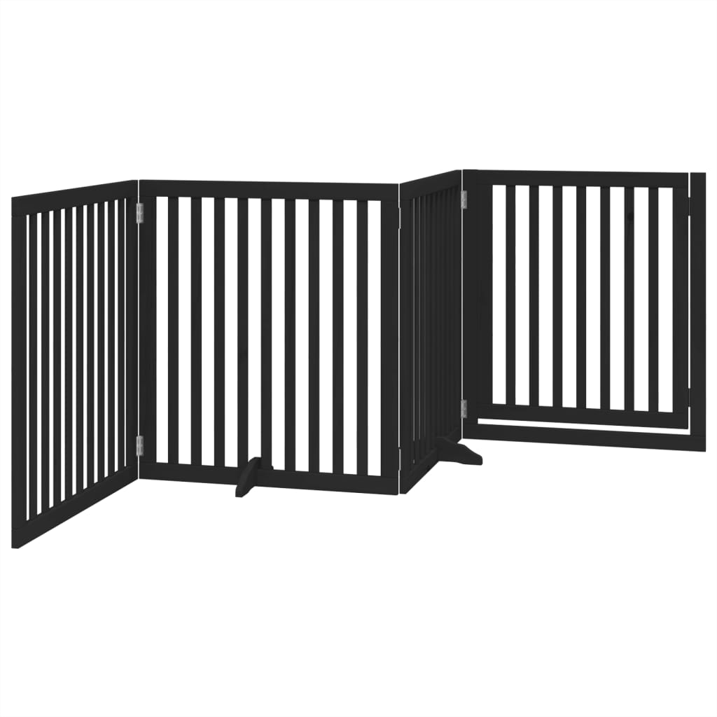 Vidaxl Puerta Para Perros Plegable 4 Paneles Madera Álamo Negra 320 Cm_5