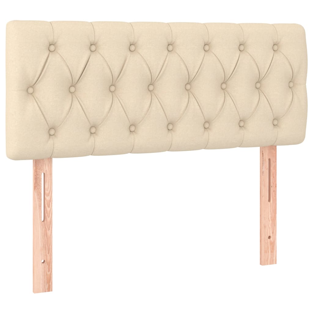 Cama Box Spring Con Colchón Y Led Tela Crema 90x190 Cm / Vetonek_5
