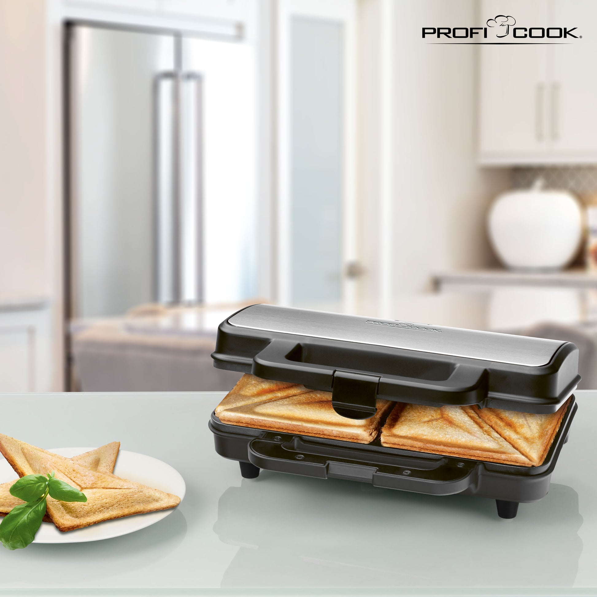 Sandwichera, 2 Sandwiches Xxl, Placas Antiadherentes, Tostado Perfecto, Acero Inoxidable Proficook St 1092 900w