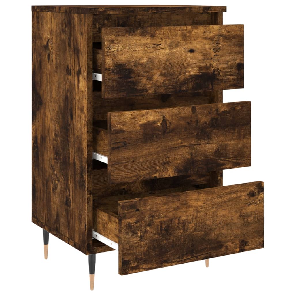 Mesita De Noche Madera De Ingeniería Roble Ahumado 40x35x69 Cm_4
