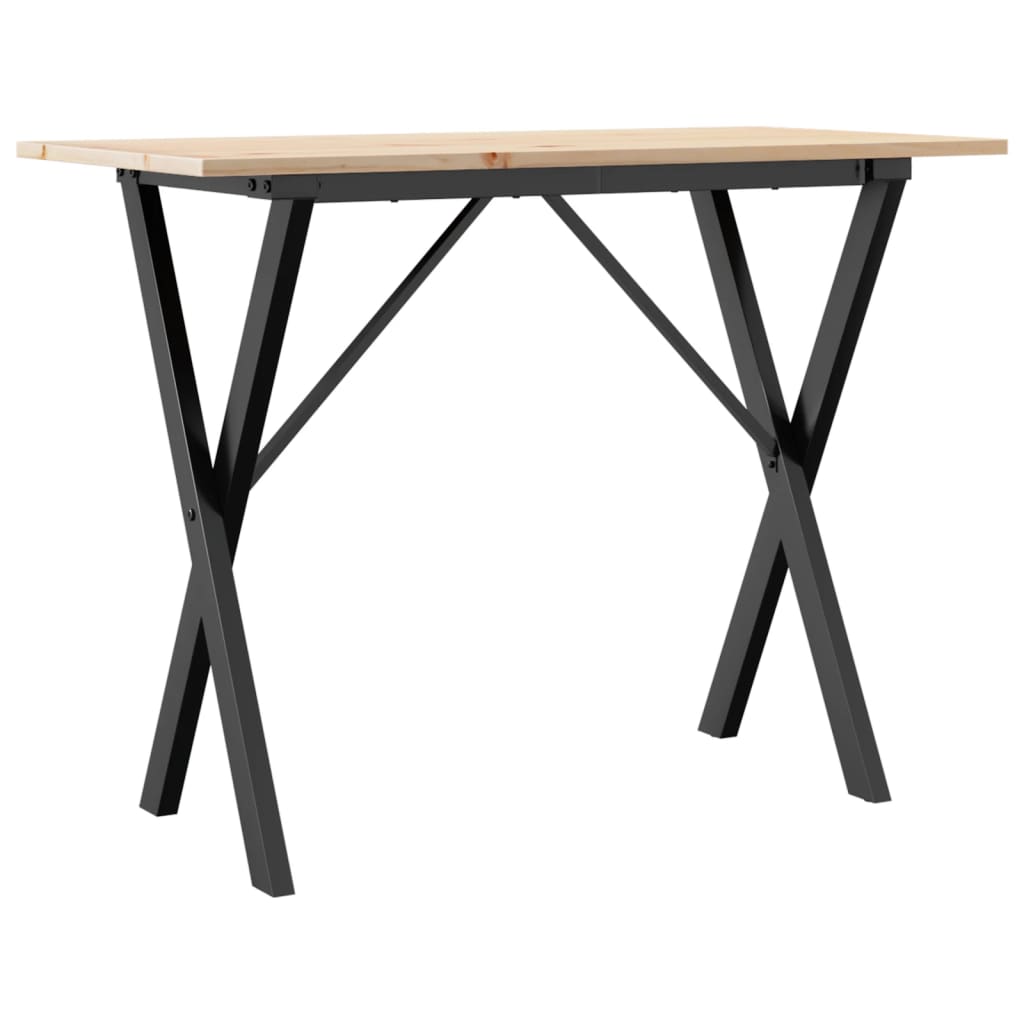 Mesa De Comedor Marco X Madera Maciza Pino Y Acero 100x50x75cm_4
