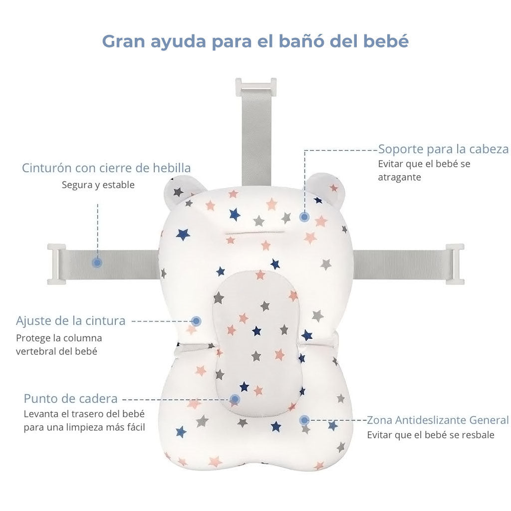 Bathby Cojín De Baño Antideslizante Con Estampado De Estrellas Para Bebés, Cómodo Y Seguro