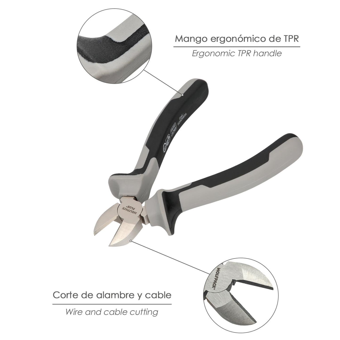Alicates Corte Diagonal 150 Mm. Acero Cromo Vanadio Din-iso 5749 Pelacables, Corta Cables, Pelador Cables_3