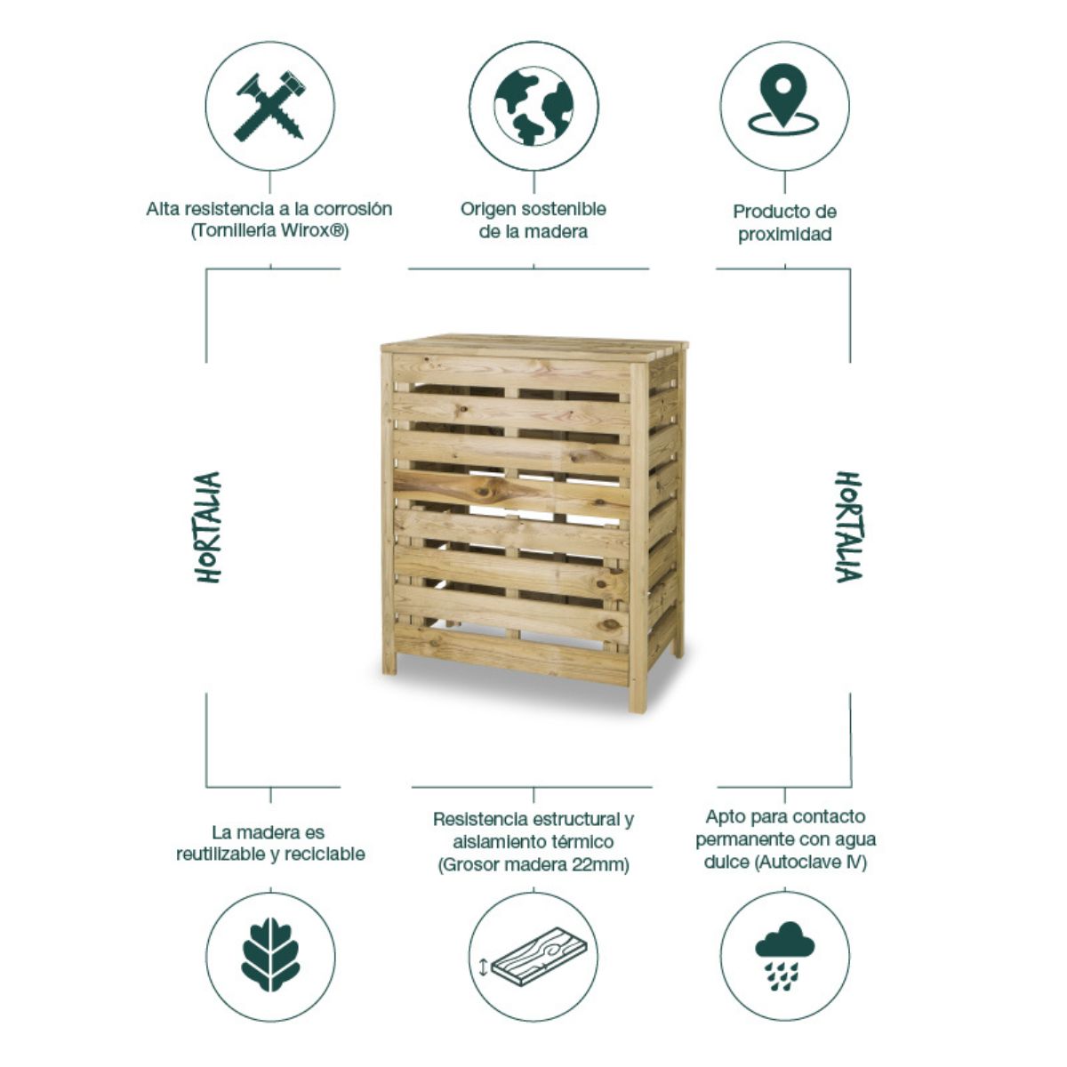 Compostador madera Hortalia 315 L