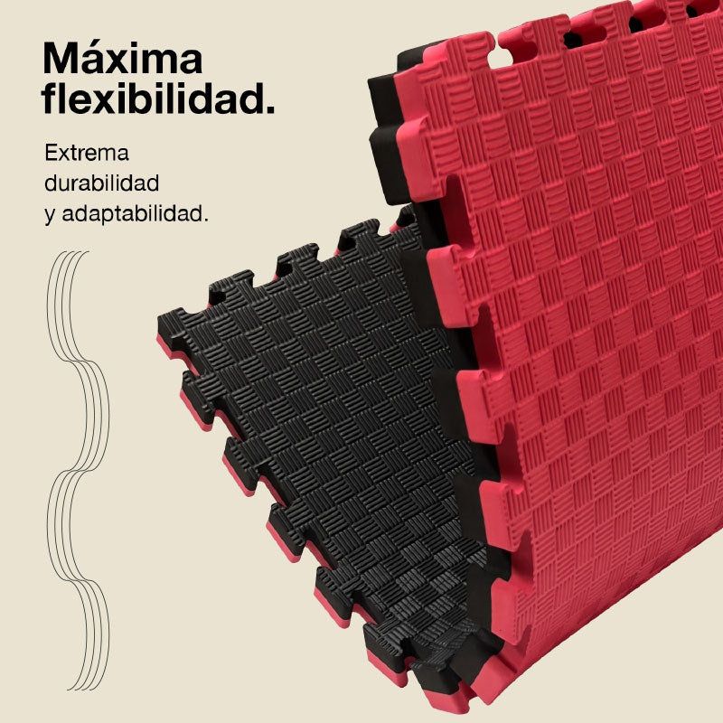 Tatami Puzzle 4cm 100x100cm – Superficie 5 Líneas Negro/rojo Jowy_5