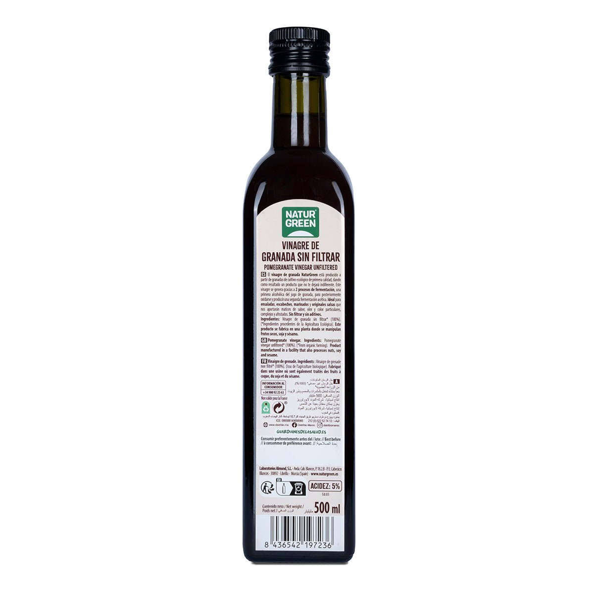Vinagre de Granada Bio sin filtrar NaturGreen 500 ml