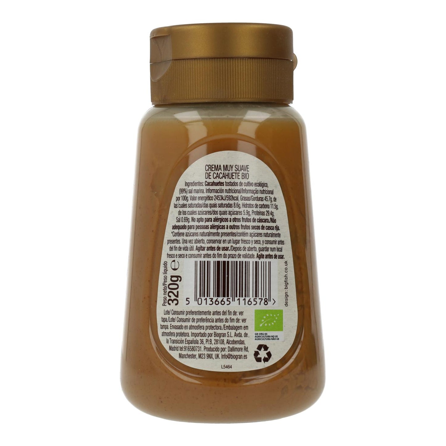 Crema de Cacahuete sirve fácil, 320 g. Whole Earth