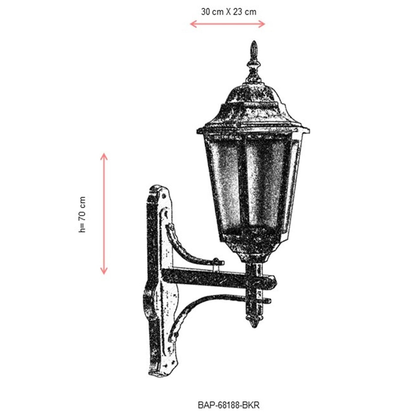 Aplique De Pared Para Exterior, Abs , Marrón, 30x23x70, Casquillo E 27 Max 60 W_2