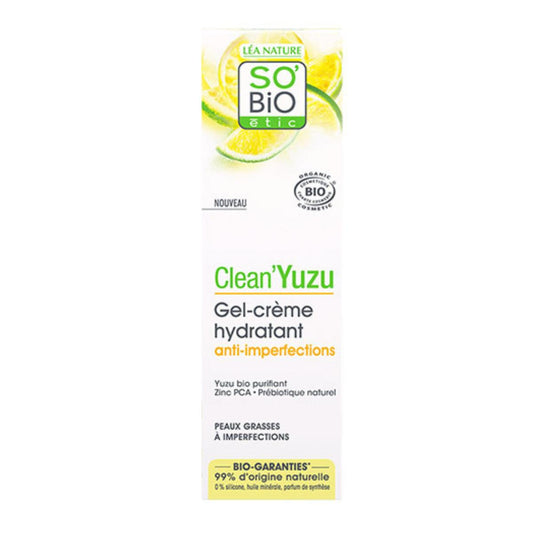 Crema gel hidratante anti imperfecciones Clean yuzu  So'Bio étic 40 ml
