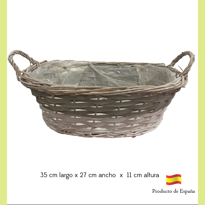 Cesta De Mimbre Gris Y Blanca 35 X 27 X 11 Cm_1
