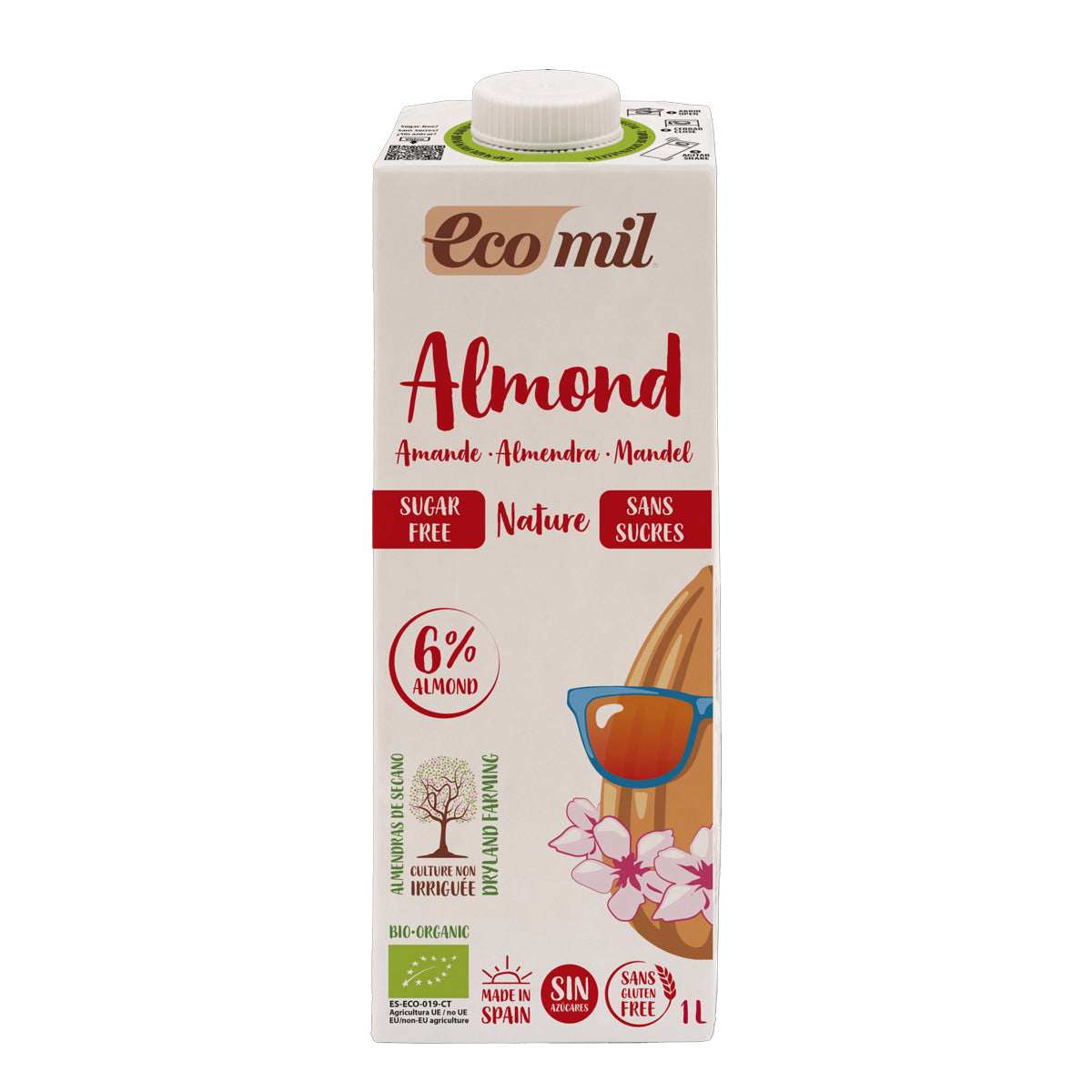 Pack 6x Bebida vegetal de Almendra sin azúcar BIO Ecomil 1L