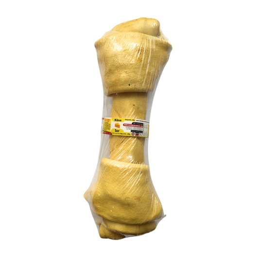 Lifebound - Hueso Masticable Natural Para Perros De Cuero De Ternera Con Sabor A Queso - 4 Piezas - Tamaño: XXL