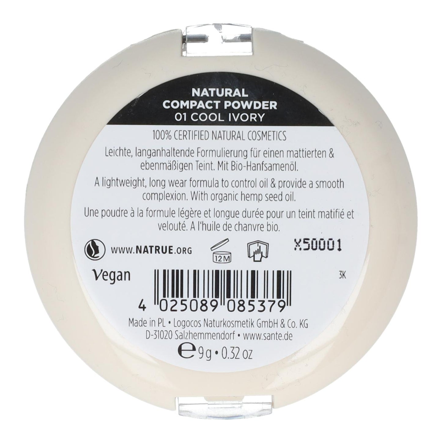 Maquillaje Compacto 01 Cool Ivory Sante 9 g