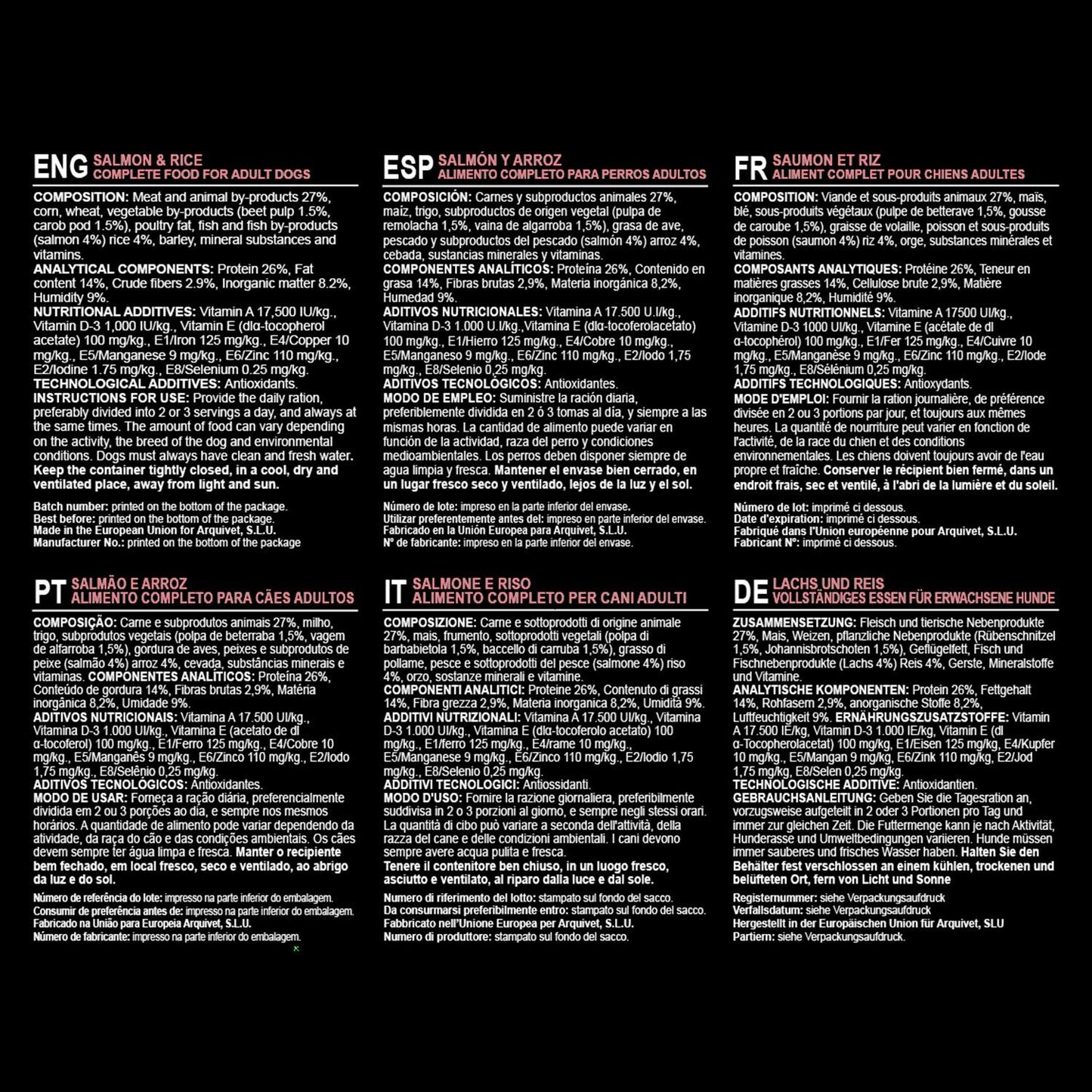 Pienso para perros Original Salmón y arroz Arquivet 12 Kg 12 kg