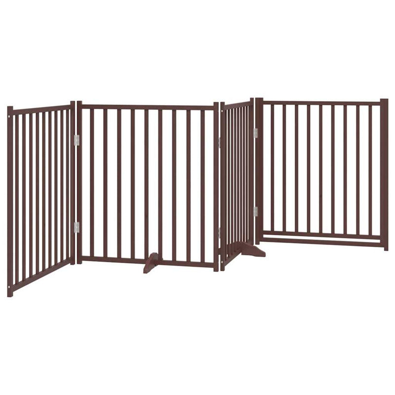 Vidaxl Puerta De Perros Plegable 4 Paneles Madera Abeto Marrón 320 Cm_5