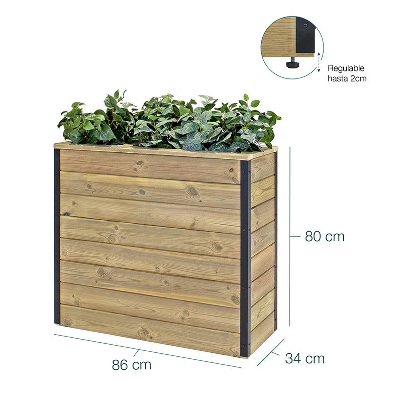 Jardinera De Madera Con Autorriego 86x34x80 Cm Nidum Hortalia_5