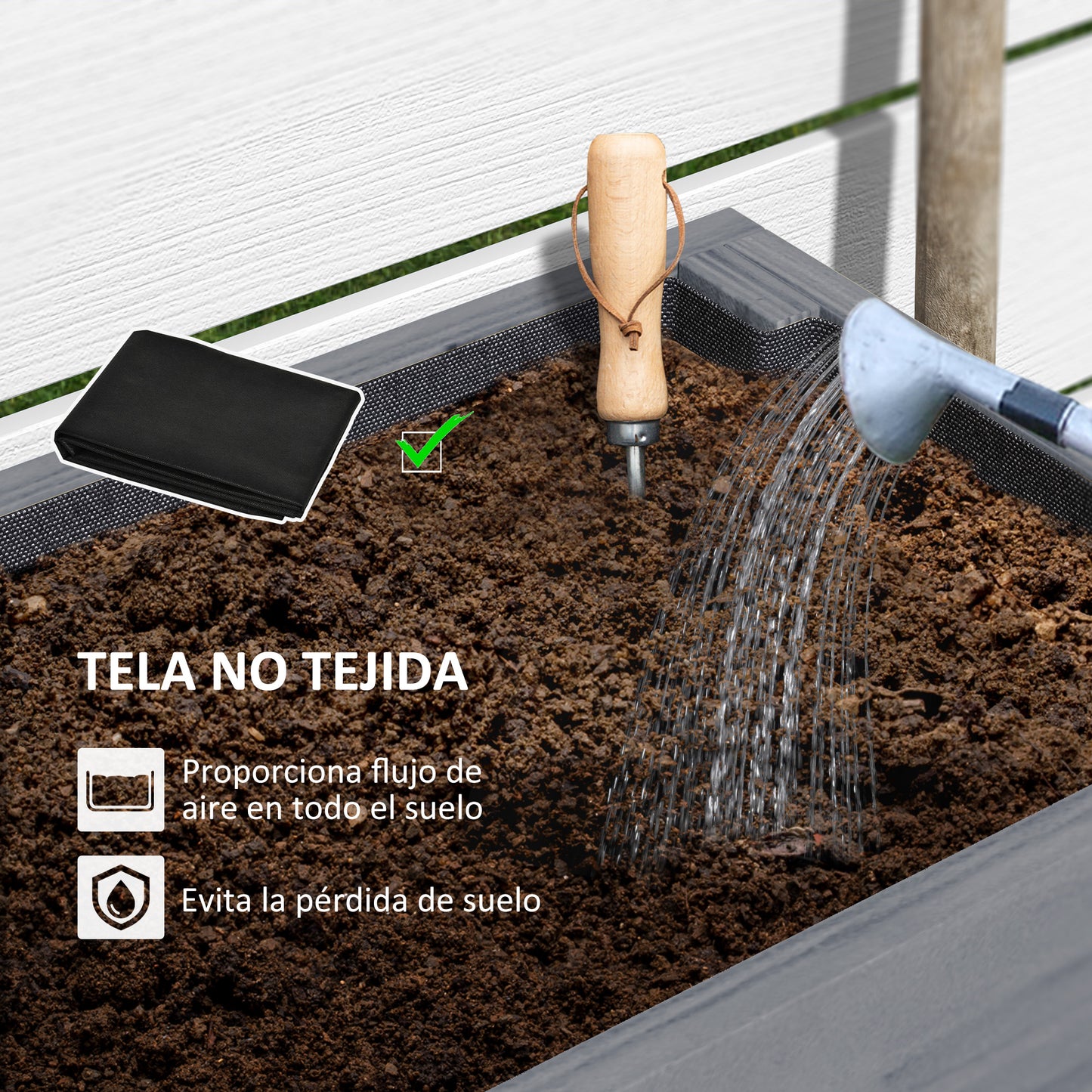 Outsunny Huerto Urbano De Madera Con Estante 100x30x70,5 Cm Gris_5