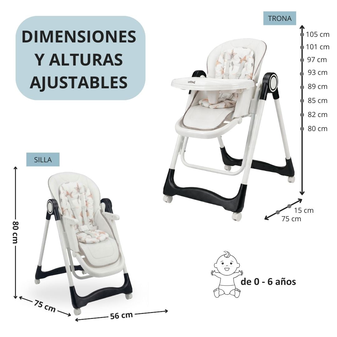 Trona Negra Evolutiva 3 En 1, Plegable Y Portátil, Reposapiés, Respaldo Y Bandeja Bathby_5