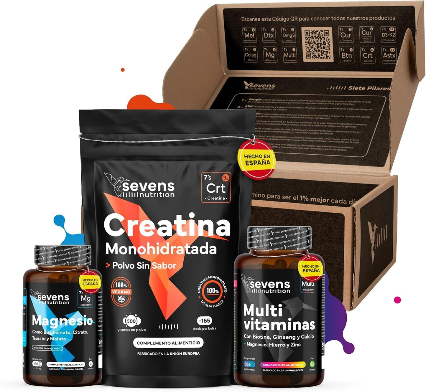 Pack Rendimiento: Creatina, Magnesio, Vitaminas Y Ginseng. Sevens Nutrition. Energía, Rendimiento, Recuperación Muscular_0