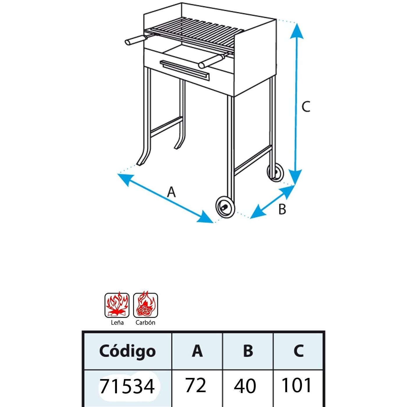 Barbacoa con ruedas y parrilla de acero inox Imex el Zorro 61x40x101