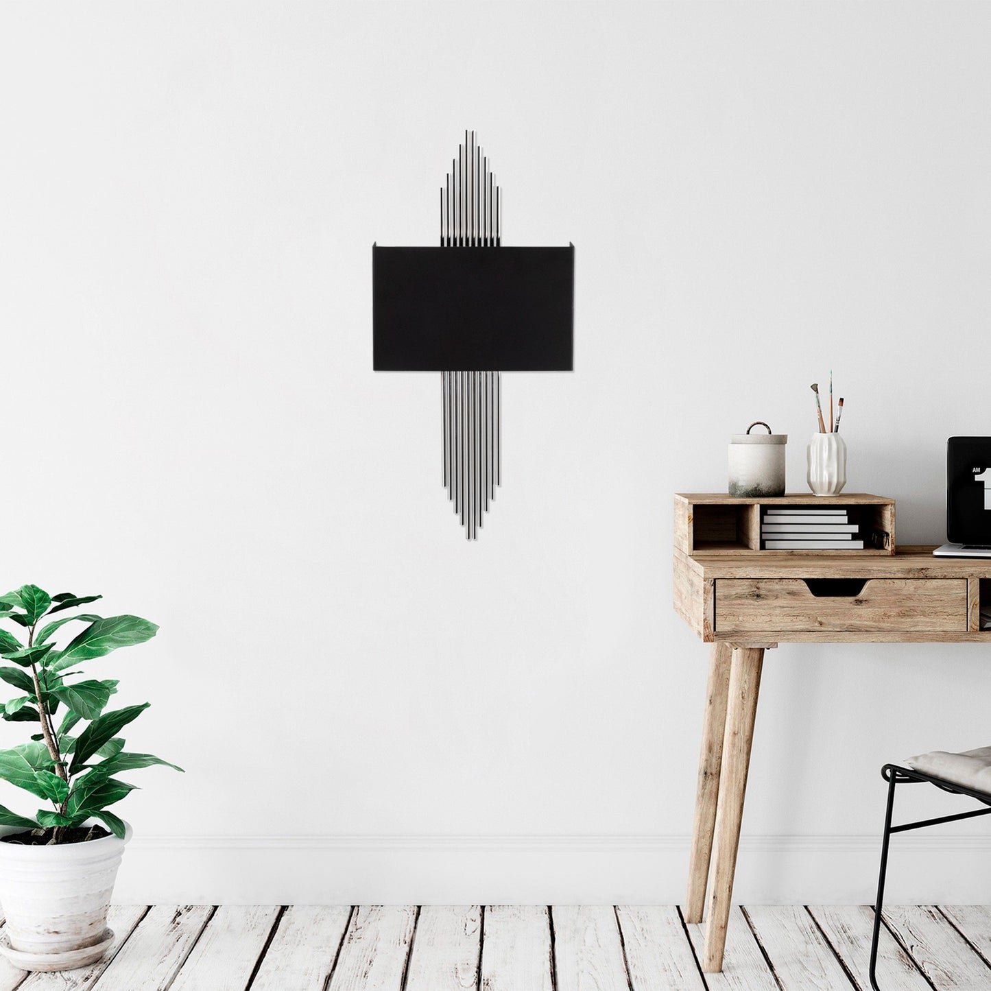 Aplique De Pared Recto, Metal , Negro plata, 75x10x22, Casquillo E 27 Max 40 W_4