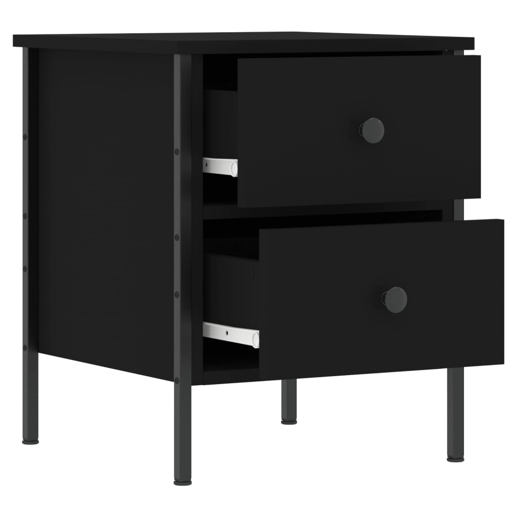 Mesita De Noche Madera De Ingeniería Negro 40x42x50 Cm_4