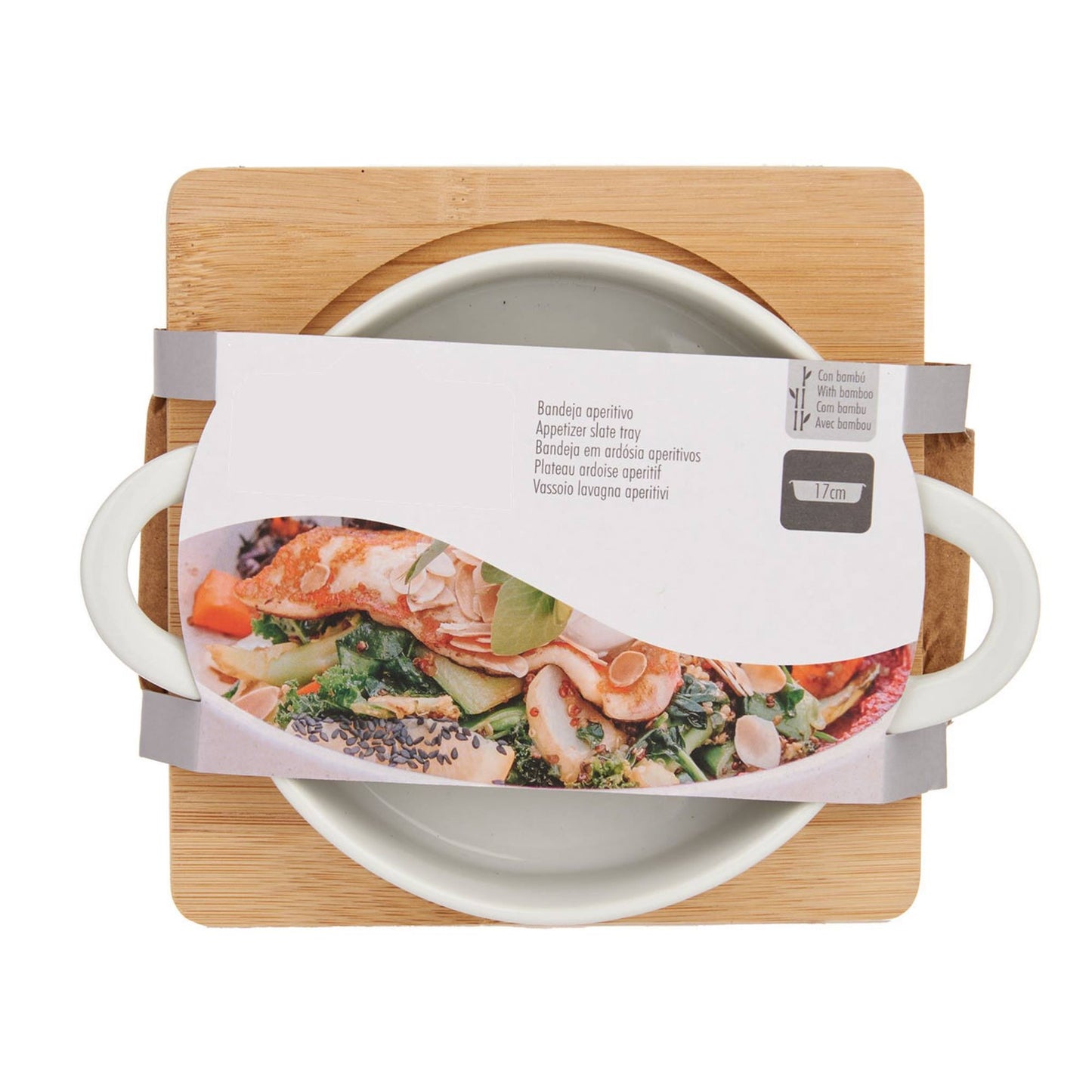 Bandeja Redonda Con Base Bambu 12,5cm Colección Vessia