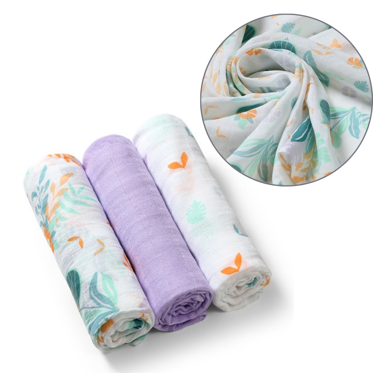 Pack 3 Muselinas Bambú Organico 70x70 Cm Violet