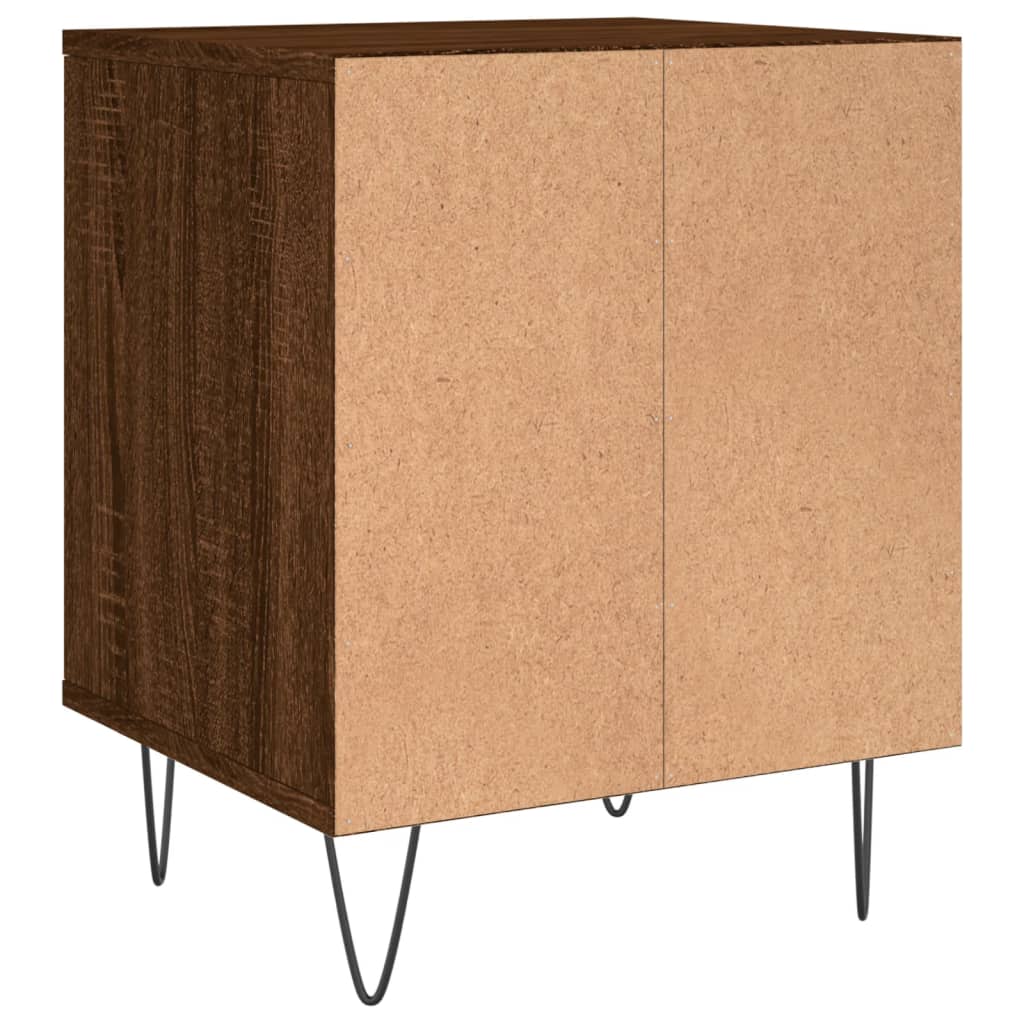 Mesita De Noche Madera De Ingeniería Marrón Roble 40x35x50 Cm_4