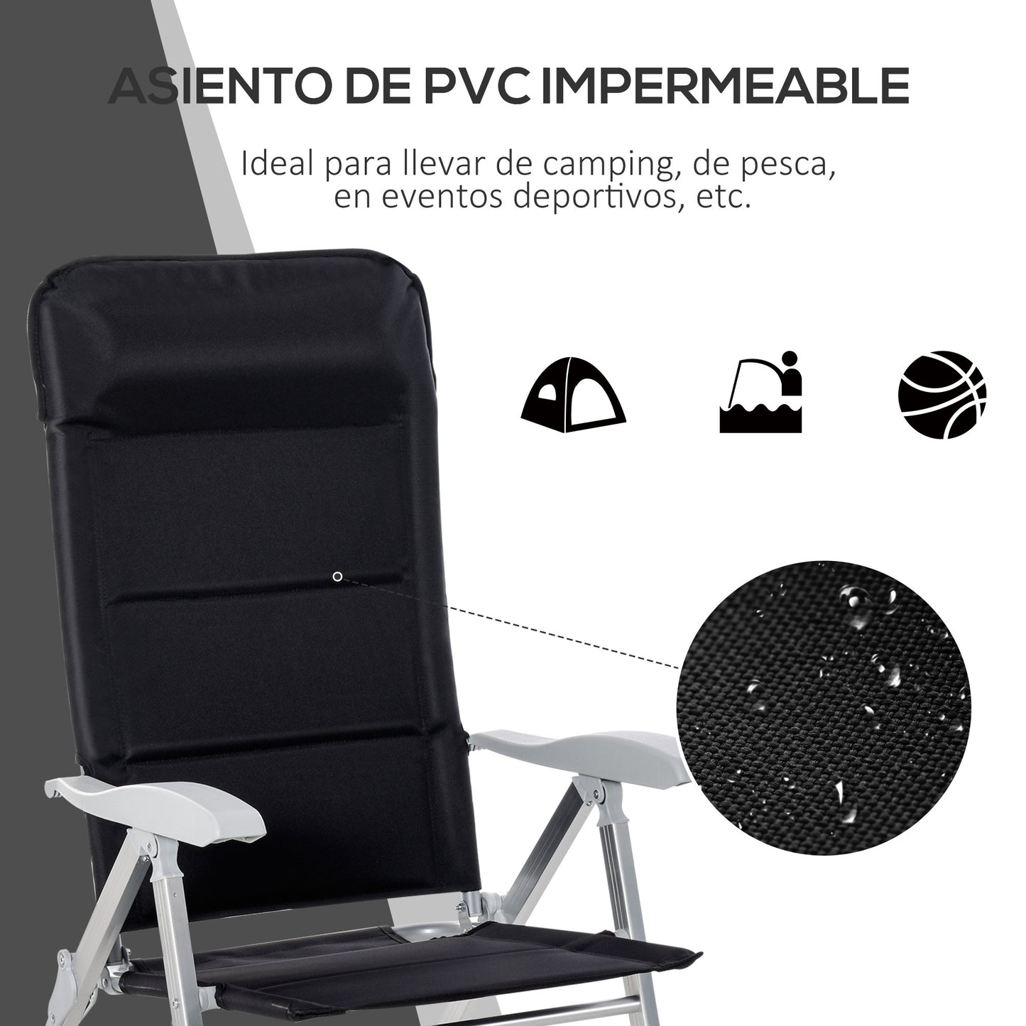 Outsunny Silla De Jardín Plegable Aluminio Con Respaldo Ajustable En 8_5