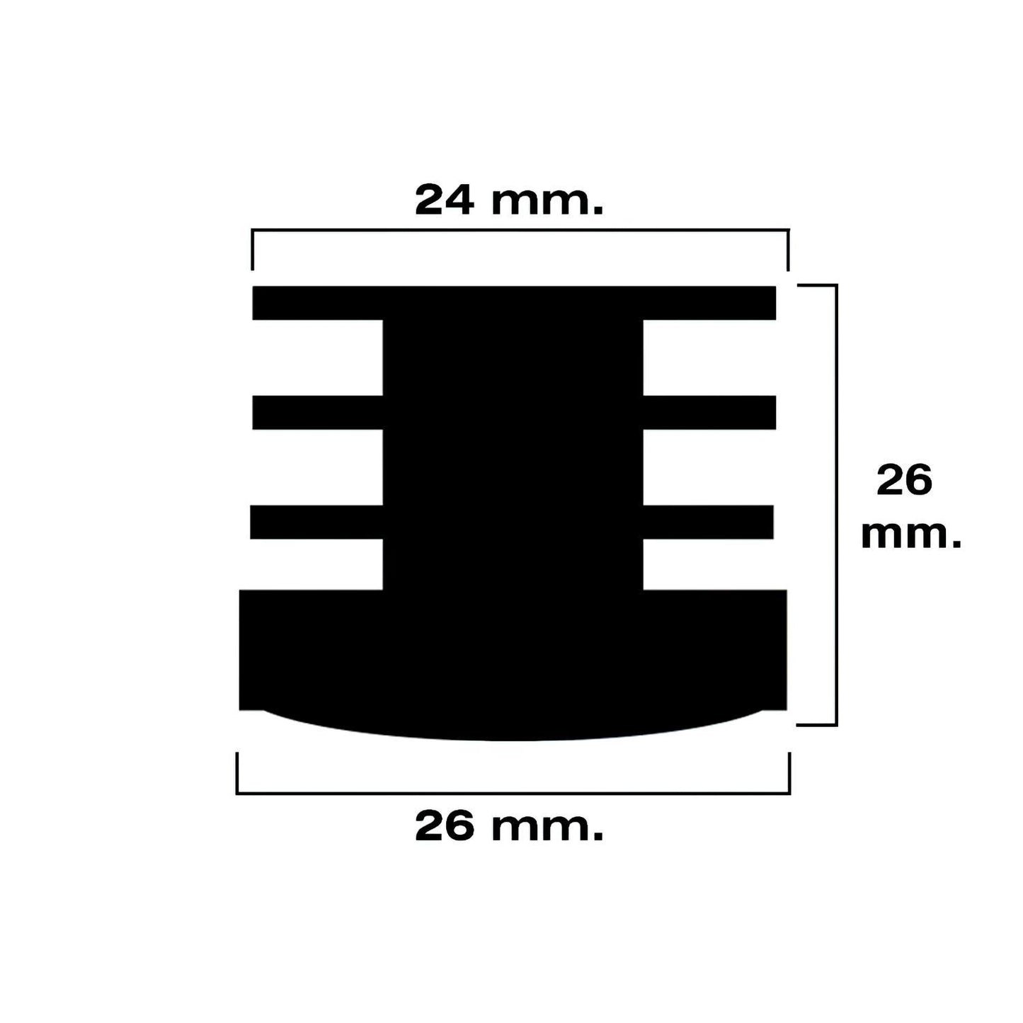 Contera Redonda Interior Negra 26mm. Blister 4 Piezas.