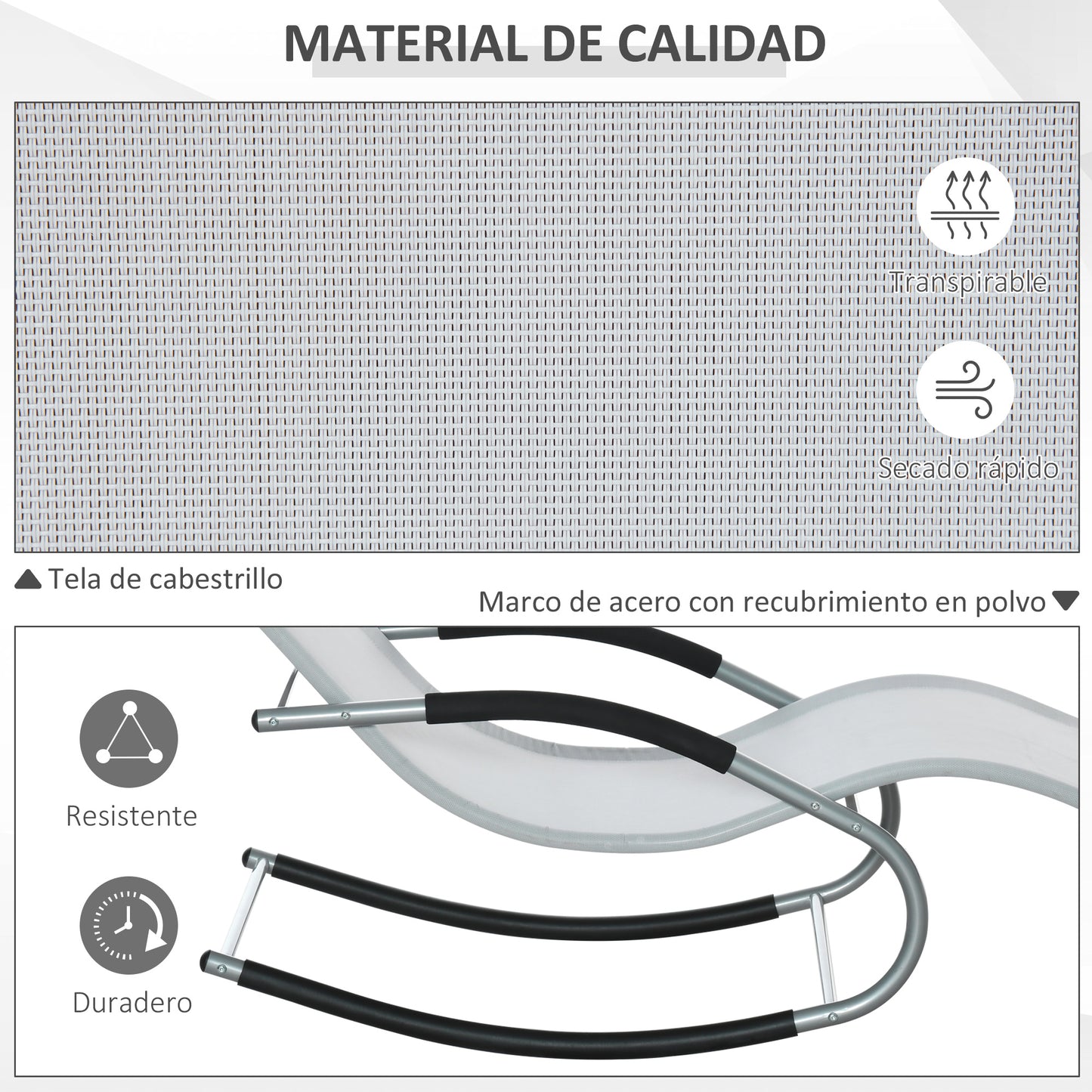 Outsunny Mecedora Para Jardín Con Reposacabezas 63x144x84 Cm Gris_5