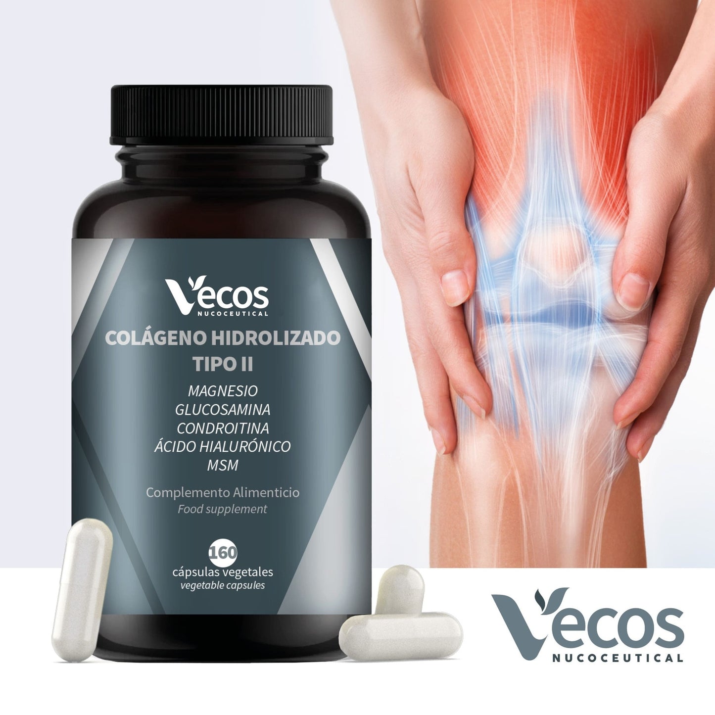 Colageno hidrolizado tipo II Vecos 160 capsulas