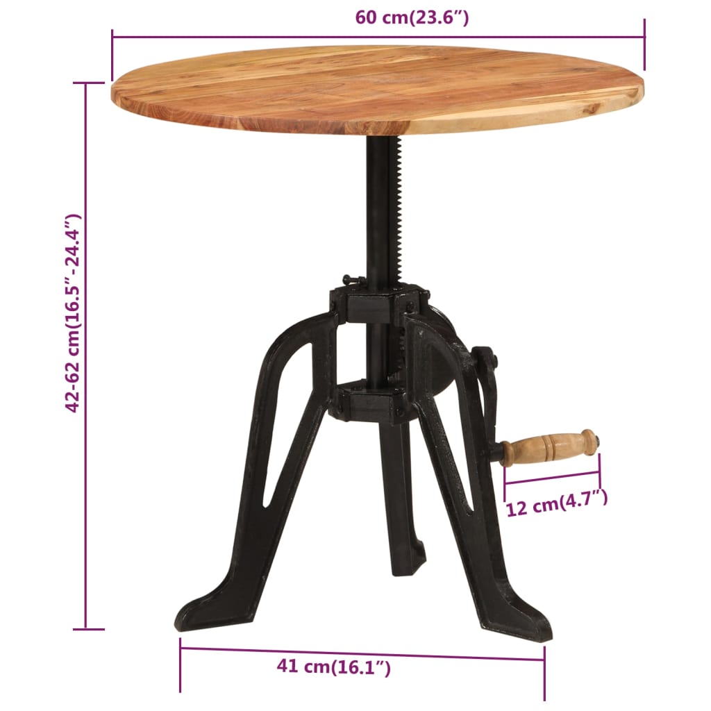 Mesa Auxiliar Madera De Acacia Y Hierro Fundido 60x(42-62) Cm_4