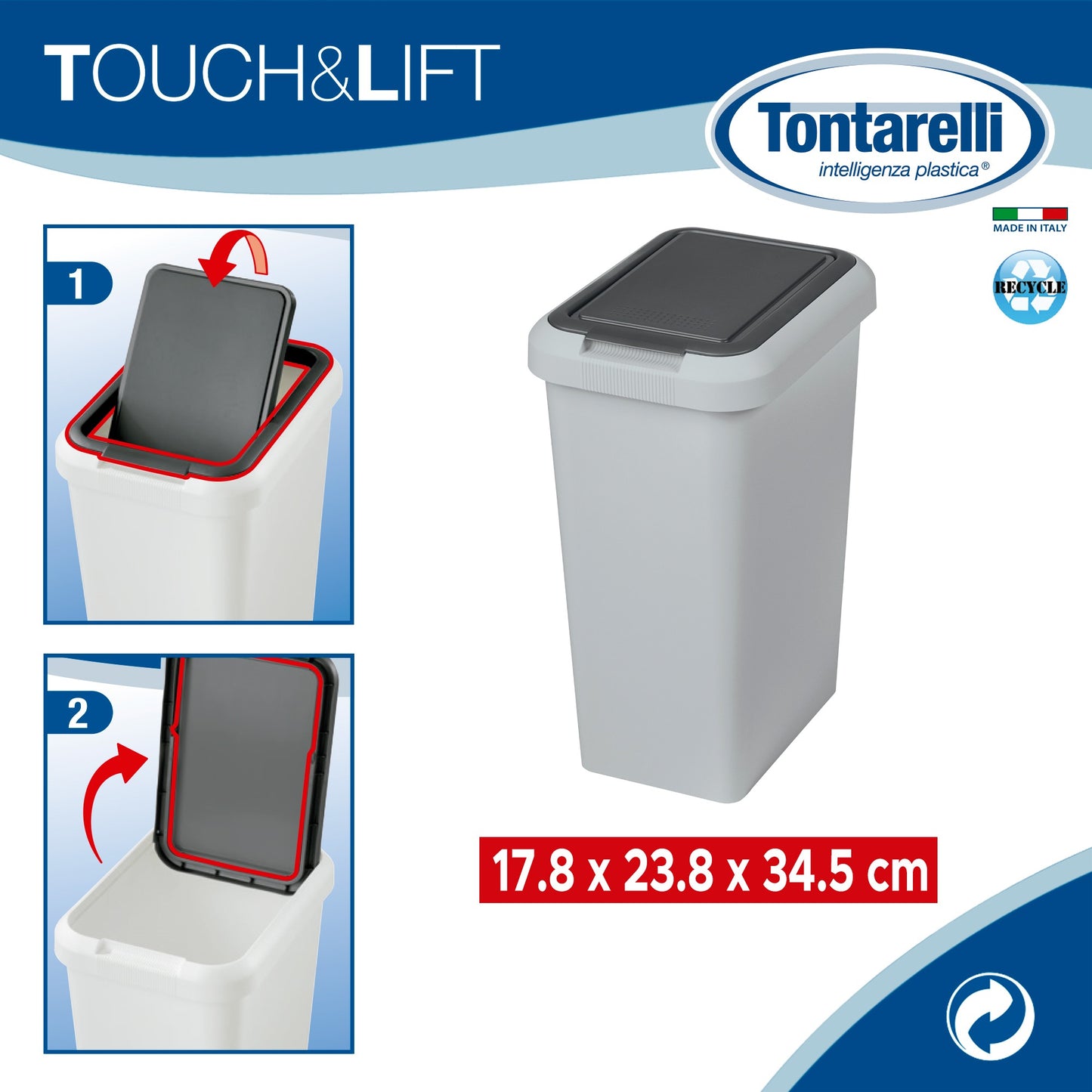 Cubo touch & Lift De 9l Gris_1