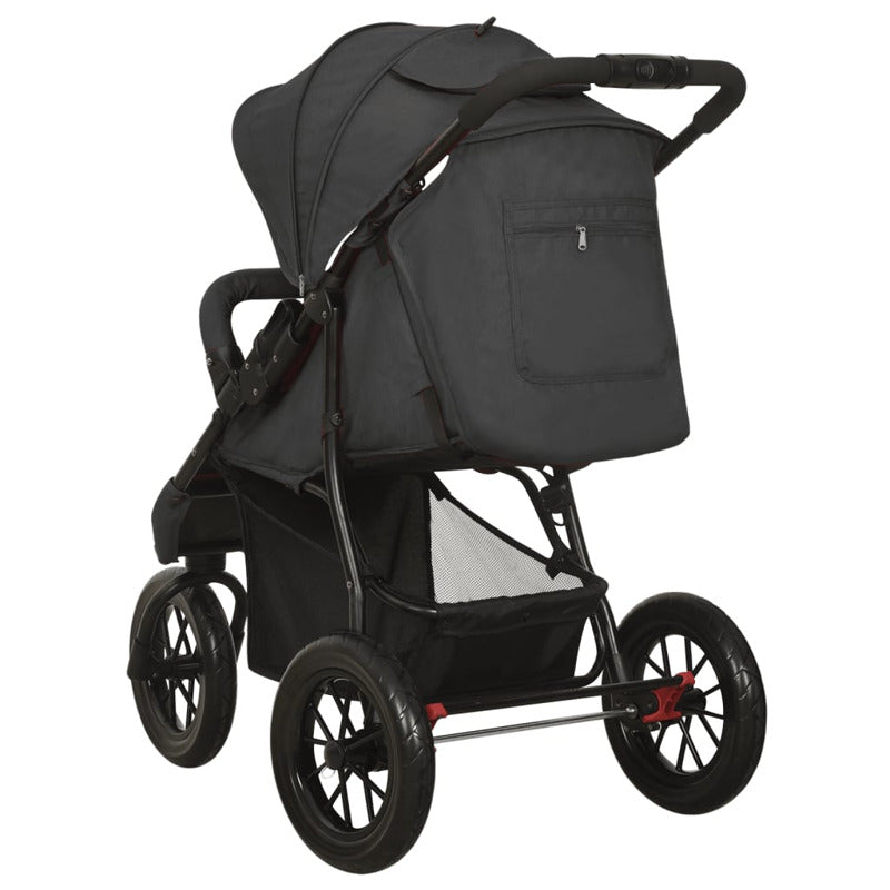 Vidaxl Cochecito De Bebé De Acero Gris Antracita_5