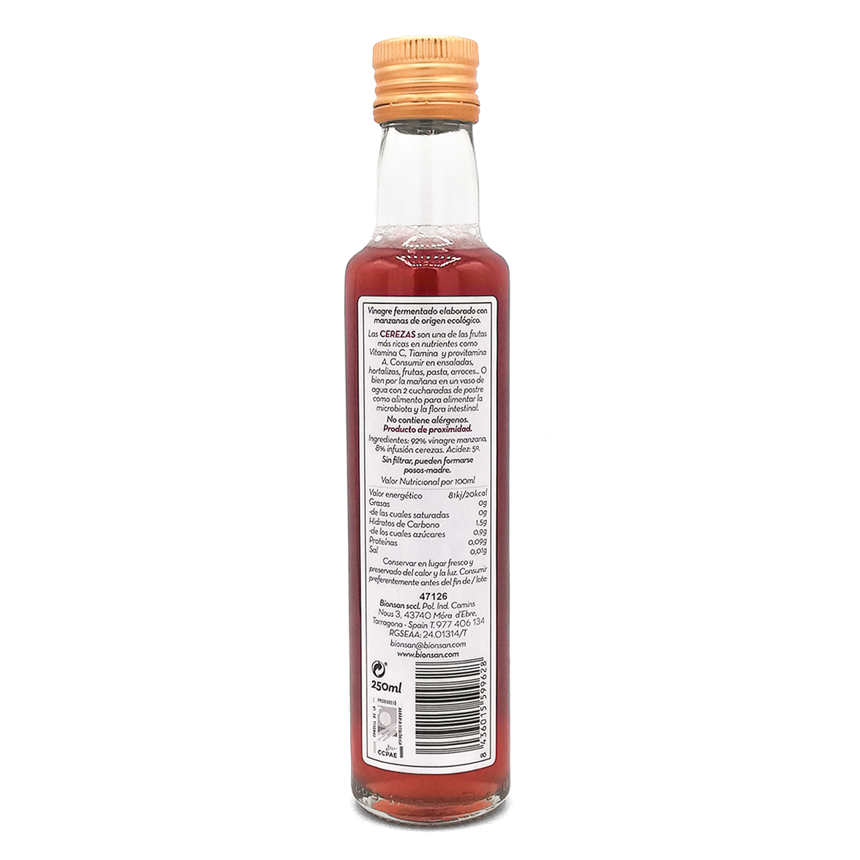 Vinagre De Manzana Con Cereza Ecológico De Proximidad 250ml