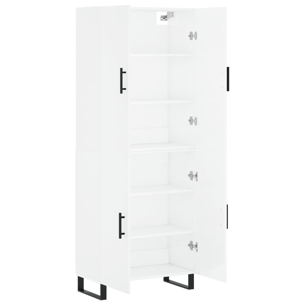 Aparador Alto Madera Contrachapada Blanco Brillo 69,5x34x180 Cm_3