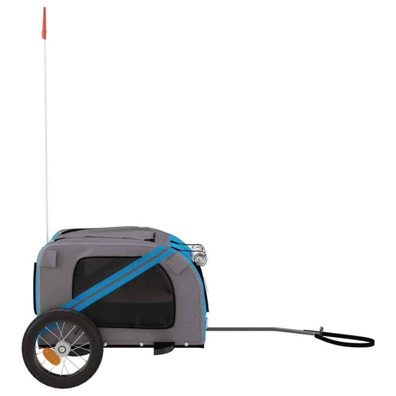Vidaxl Remolque De Bicicleta Mascotas Hierro Tela Oxford Azul Gris_5
