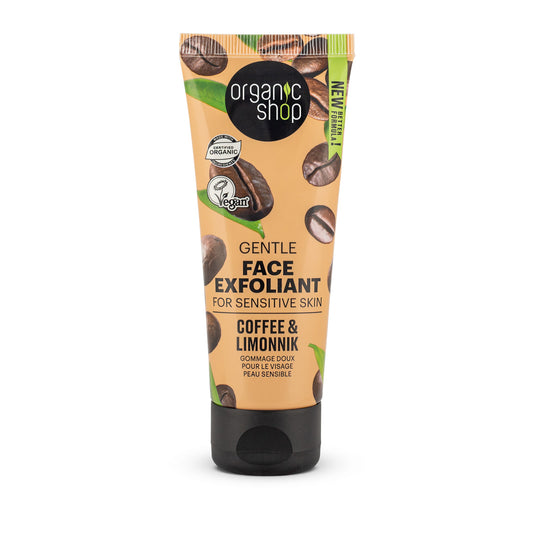 Exfoliante facial suave para piel sensible de café y schizandra, Organic Shop 75 ml