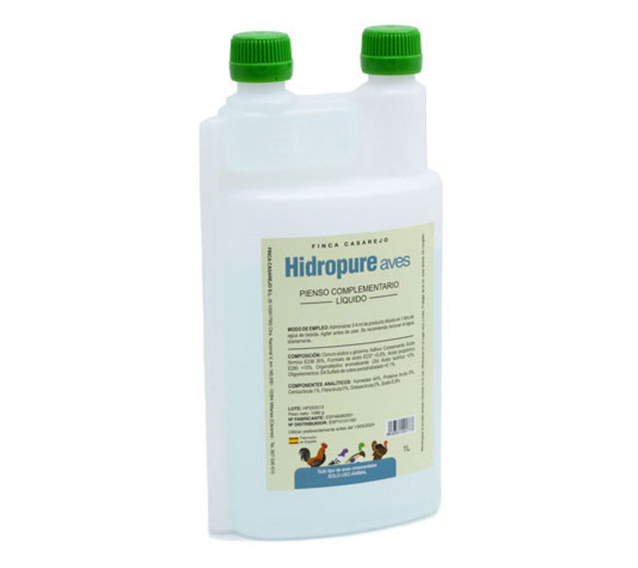 Hidropure 1L – Complemento líquido con ácidos orgánicos para Aves y Otros Animales – Apoyo en la higiene del Agua_0
