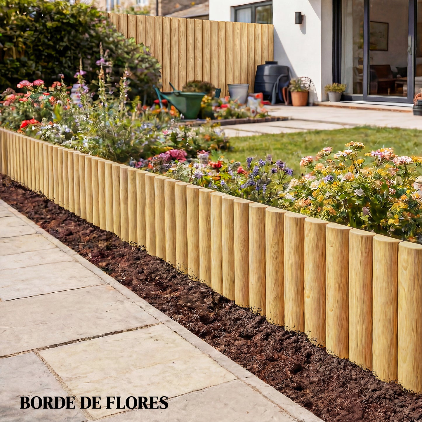 Outsunny Valla De Jardín De Madera 176x38 Cm Para Huerto Patio Natural_5