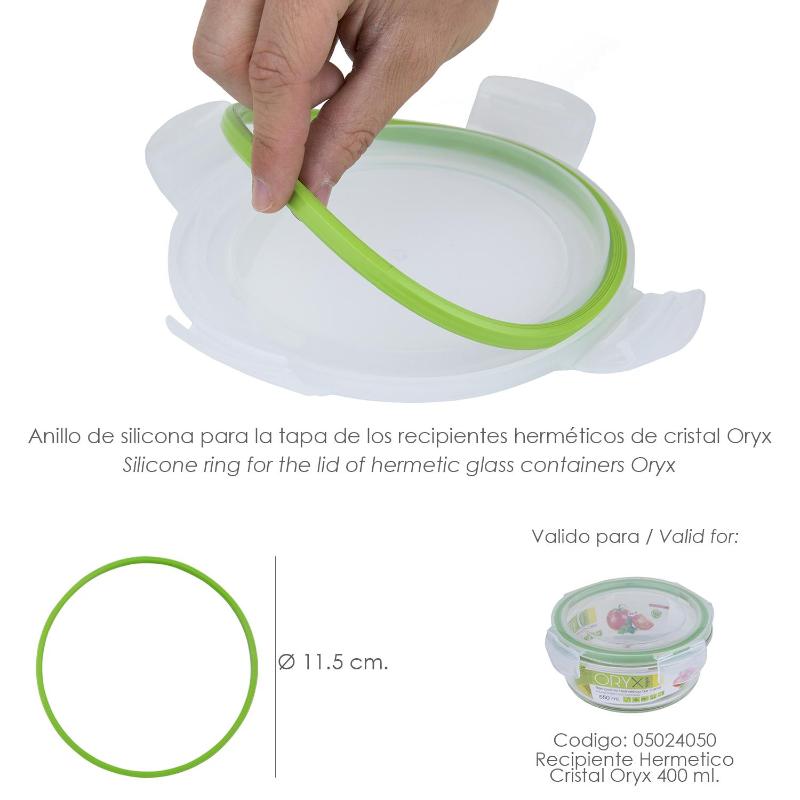 Anillo Silicona Para Recipiente Hermetico Cristal Redondo  400 Ml.