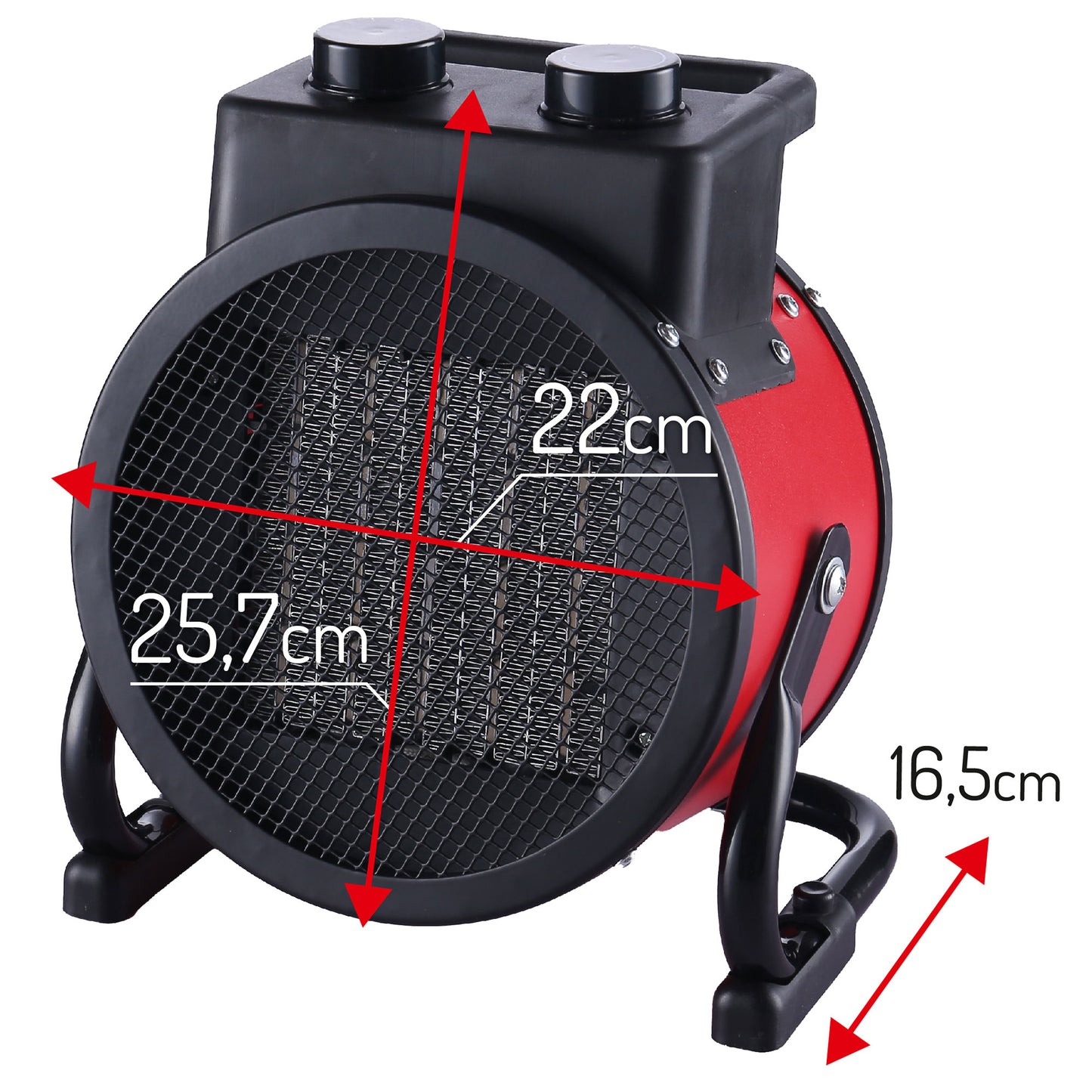 Calefactor Cerámico Termoventilador Portátil, 2 Niveles Potencia Termostato Automático, Moderno, Briebe, Ht1130, Negro/rojo